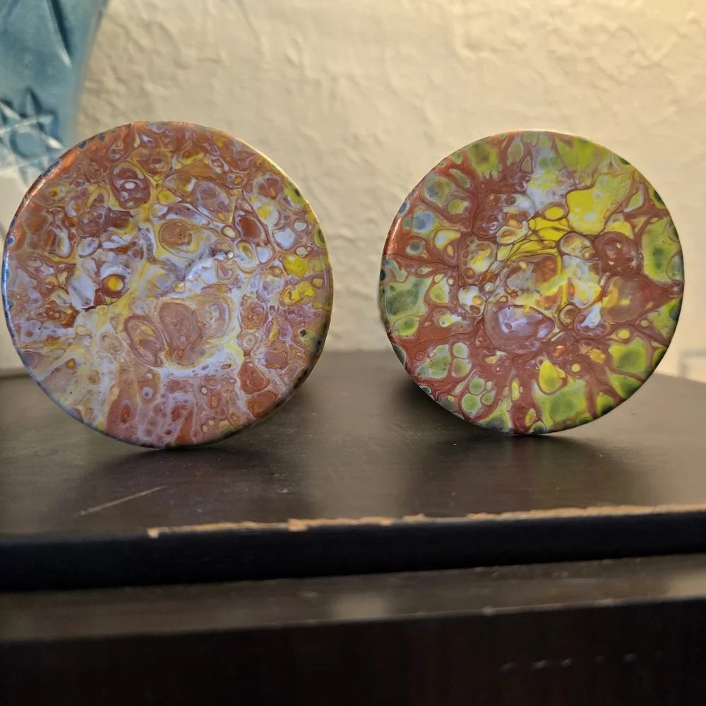 2 HANDCRAFTED Upcycled Glass Goblets HANDPAINTED Abstract Viking Drinkwear Art - Picture 3 of 17